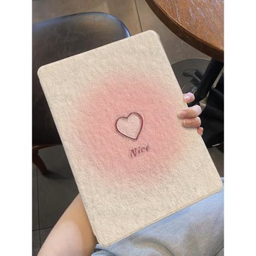 適用于ipad保護套ipad10/9十代書本式10.2英寸帶筆槽air5/4/3簡約愛心2022款平板殼pro11蠶絲紋mini6全包防摔