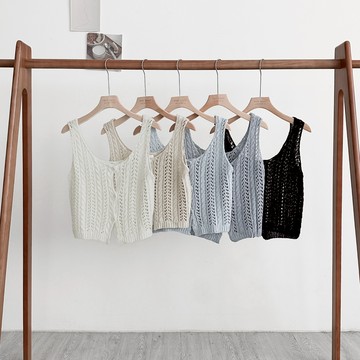 【Fee現貨5色新品】極簡麻花鏤空排釦疊穿針織背心🔥小背心 兩件式穿搭 薄針織背心 無袖 外罩背心 毛衣背心 馬甲背心