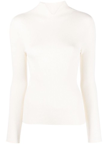 A.P.C. - split-neck silk-blend jumper - women - Wool/Silk/Cashmere - L - Neutrals