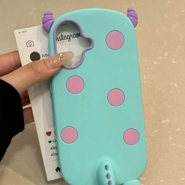 立體卡通波點牛角怪手機殼18iPhone17潮16plus蘋果15promax防摔14卡通13 12 11