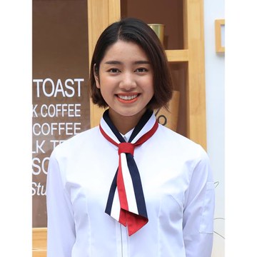 時尚同款西餐廚師服領巾男女拼接條紋汗巾新東方酒店領結領帶圍巾