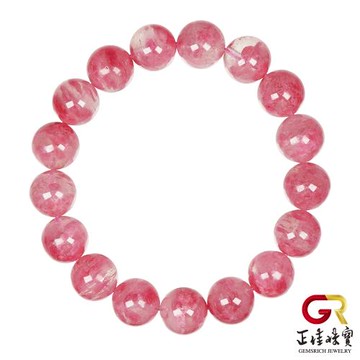 【正佳珠寶】薔薇石 高品玉化櫻花雨薔薇 11-11.4mm 玫瑰薔薇石手珠｜日本彈力繩