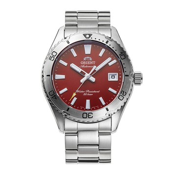 ORIENT 錶 WATER RESISTANT系列 200m潛水風格腕錶 鋼帶款 紅色 RA-AC0Q09R -39.9mm
