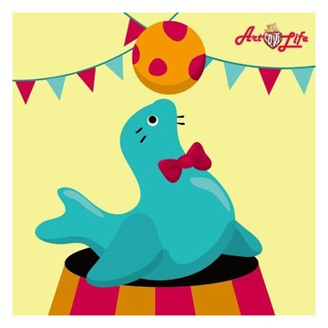 ARTLIFE 數字油畫DIY DR074 20 x 20cm  嬉鬧海豹  1個