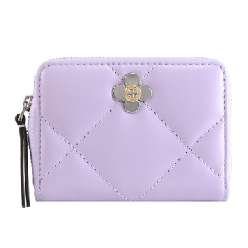 TORY BURCH 165632 四葉草LOGOㄇ字拉鍊卡片零錢包.淡紫