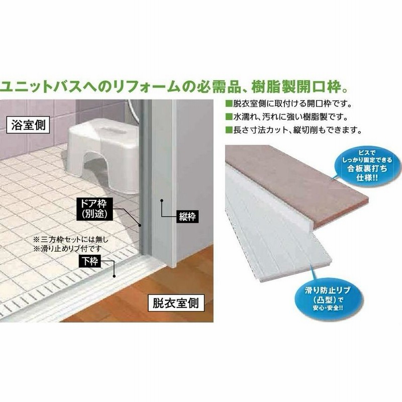フクビ化学工業 リフォーム用品 バリアフリー 浴室・洗面所 ユニットバス用開口枠：フクビ ＵＢ枠 四方枠セット 引戸115-四方枠HW  W1800×H2200（ｍｍ） 商品コード 4937-2971