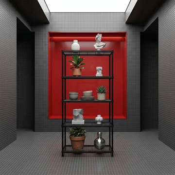 厚鐵框五層收納鐵架｜45X90CM