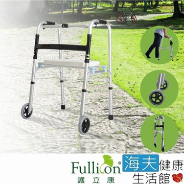 益麟助行器 未滅菌 海夫健康生活館 Fullicon護立康 ㄇ型助行器 加配坐板/輔助輪_MS023-ㄇ型