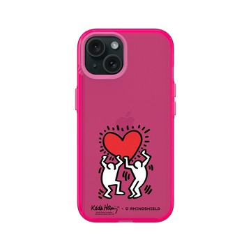 iPhone 15 Clear 粉漾桃 - Keith Haring - 愛心