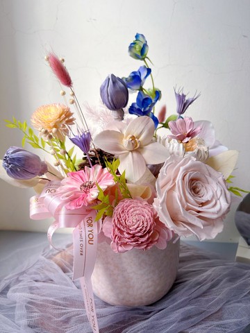 【開幕花禮】flower-of-life 春日馬卡龍 永生花禮