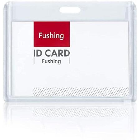 Fushing Pack Heavy Duty ID Card Holders Double-Sided Clear Acrylic Crystal Badge Holder, Name Tag Holder for Employee Worker Office Meeting Company