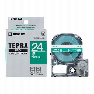 キングジム　テプラテープ　カラーラベル　24mm　緑／白文字　SD24G
