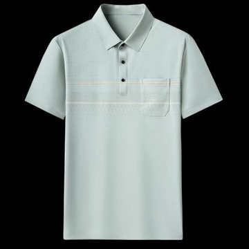 啄木鳥中年男士有口袋款翻領短袖T恤夏季爸爸裝Polo衫冰絲上衣服