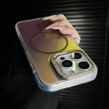 熱銷🏆變色龍亞克力硬殼帶支架沙漠兼容 iPhone 13 14 15 16 pro max 手機殼