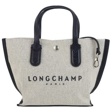 Longchamp Essential 亞麻色帆布短把肩背/手提包