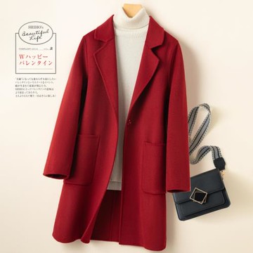 (免運)秋冬雙面羊絨大衣女中長款西裝毛呢外套小個子雙面絨氣質媽媽呢子