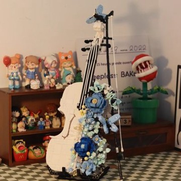 HANACO 花海小提琴拼裝diy模型擺件 (兼容樂高花海小提琴 拼圖玩具 手工拼裝 創意禮物 展示擺件)