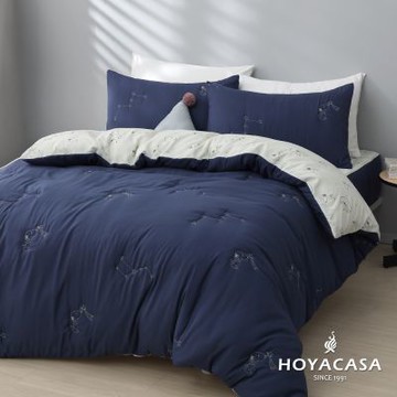 【HOYACASA 】x史努比聯名系列-雙人雲感水洗棉絎繡兩用被床包組-星空夢想