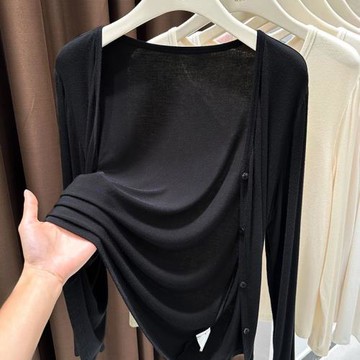 莫代爾長袖防曬配吊帶裙開衫女2025夏季新款空調罩衫披肩外搭上衣