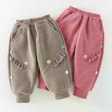 超暖~女童褲子春秋外穿新款女寶寶中小兒童秋冬季長褲一體加絨加厚 兒童長褲 秋冬季女童保暖褲 加絨加厚 刷毛褲子 衛褲