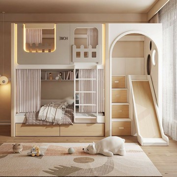 免運公司貨 樹屋床 兒童床 全实木上下铺双层床 成人高低床 儿童床 实木衣柜上下床 树屋民宿酒店 可開發票 全館五折 工廠現貨直銷 新品特價 z11012