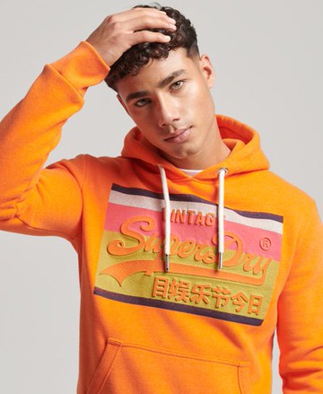 Superdry Men's Men's Vintage Logo Cali Hoodie Orange / New House Orange Marl - Size: L