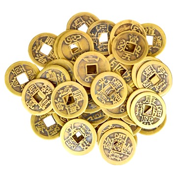 開運陶源 散裝古銅錢 順治、康熙、雍正、乾隆、嘉慶清朝皇帝五帝錢綜合 直徑約2.5cm  古銅色  36枚