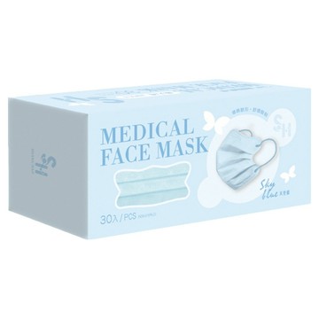 SH 上好生醫 醫療防護口罩 未滅菌 蝶型  天空藍  30片  1盒