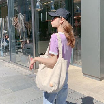 NOL原創簡約洗水帆布包單肩手提大容量日系文藝小清新學生女包ins