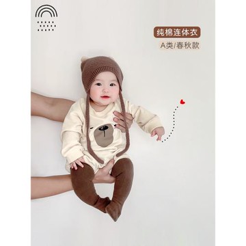 包屁衣嬰兒衣服春秋裝寶寶三角哈衣爬服連體衣洋氣超萌可愛ins款