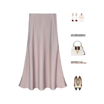 高級感A字長裙2025春夏季新款女松緊半身裙緞面魚尾裙醋酸裙子