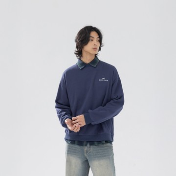 QUEENSHOP_F 長袖 男裝 男孩俱樂部英文字寬版衛衣-藍 S/XL 現+預 【01111007】