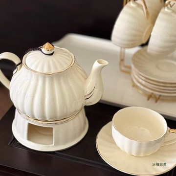 英式咖啡杯簡約玻璃煮花茶壺水果套裝歐式下午茶具蠟燭加耐熱禮物