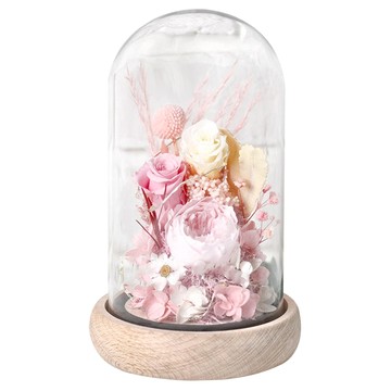 永生花燈 高硼矽玻璃罩+LED燈  淺粉色