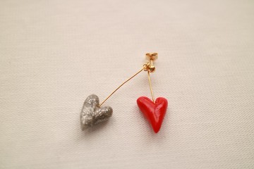 Baum Heart<耳针>紅色 ×銀