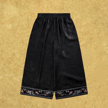 【墨行】 新中式復古 桑蠶絲百搭闊腿褲