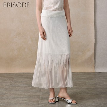 EPISODE - 氣質透膚網紗鬆緊腰針織長裙E53D02（白）