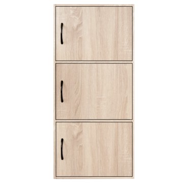 《HOPMA》歐森三門收納櫃 台灣製造 置物櫃 書櫃 三門櫃 三層櫃-淺橡(漂流)木