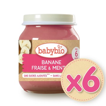 【法國Babybio】生機香蕉草莓泥130gX6