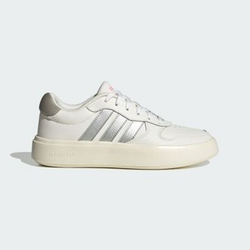 Adidas 愛迪達 Litecourt [JI2342] 女 運動休閒鞋 舒適 米銀 厚底 復古 皮革 金屬感
