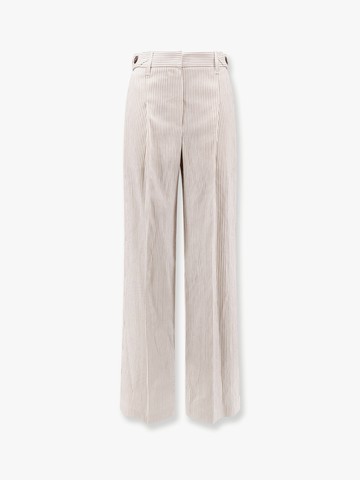 Striped linen and cotton trousers - BRUNELLO CUCINELLI - gender_Woman