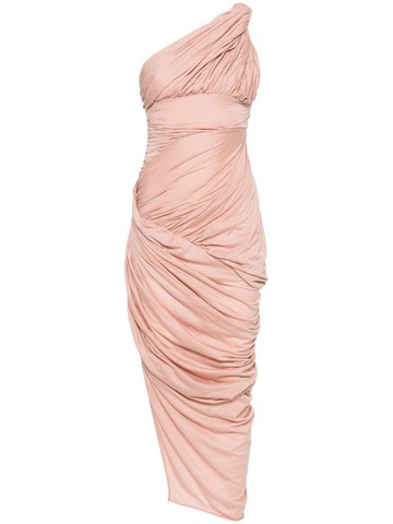 Rick Owens - one-shoulder draped midi dress - women - Cotton - 40 - Pink