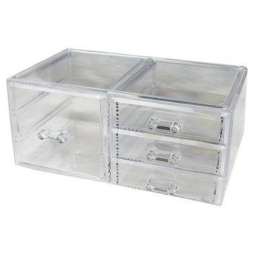iSFun 名媛抽屜飾品文具4抽化妝收納盒 豎款  透明色  1個
