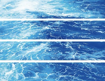 海瀾瀾 澄んだ海色 水彩畫造景 和紙膠帶