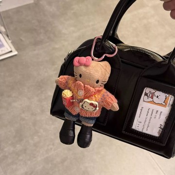 ✨臺灣出貨✨【熱款推薦】甜酷可愛長腿kitty包包掛件秋冬針織包掛鑰匙鏈