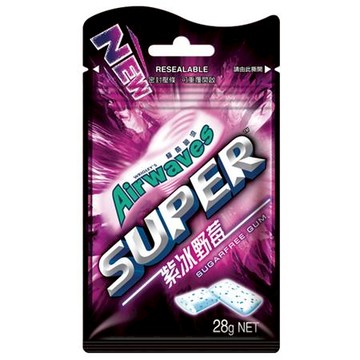 Airwaves極酷紫冰野莓嗆涼無糖口香糖/28G/袋/10袋/盒