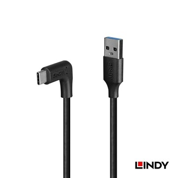 Lindy林帝 USB3.2 GEN2 TYPE-C公 TO A公 充電傳輸線 L型 90° 90度