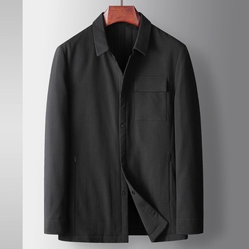 [巴黎精品] 翻領夾克短款外套-條紋加棉休閒秋冬男外套2色p1ac30