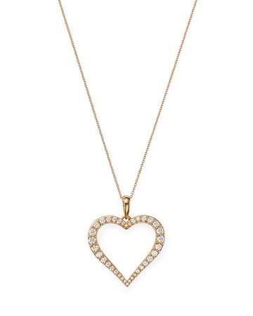 Bloomingdale's Fine Collection Diamond Heart Pendant Necklace in 14K Yellow Gold, 0.5 ct. t. w. - Exclusive