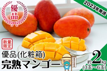 ＜優品＞完熟アップルマンゴー約2kg（化粧箱）3玉～6玉